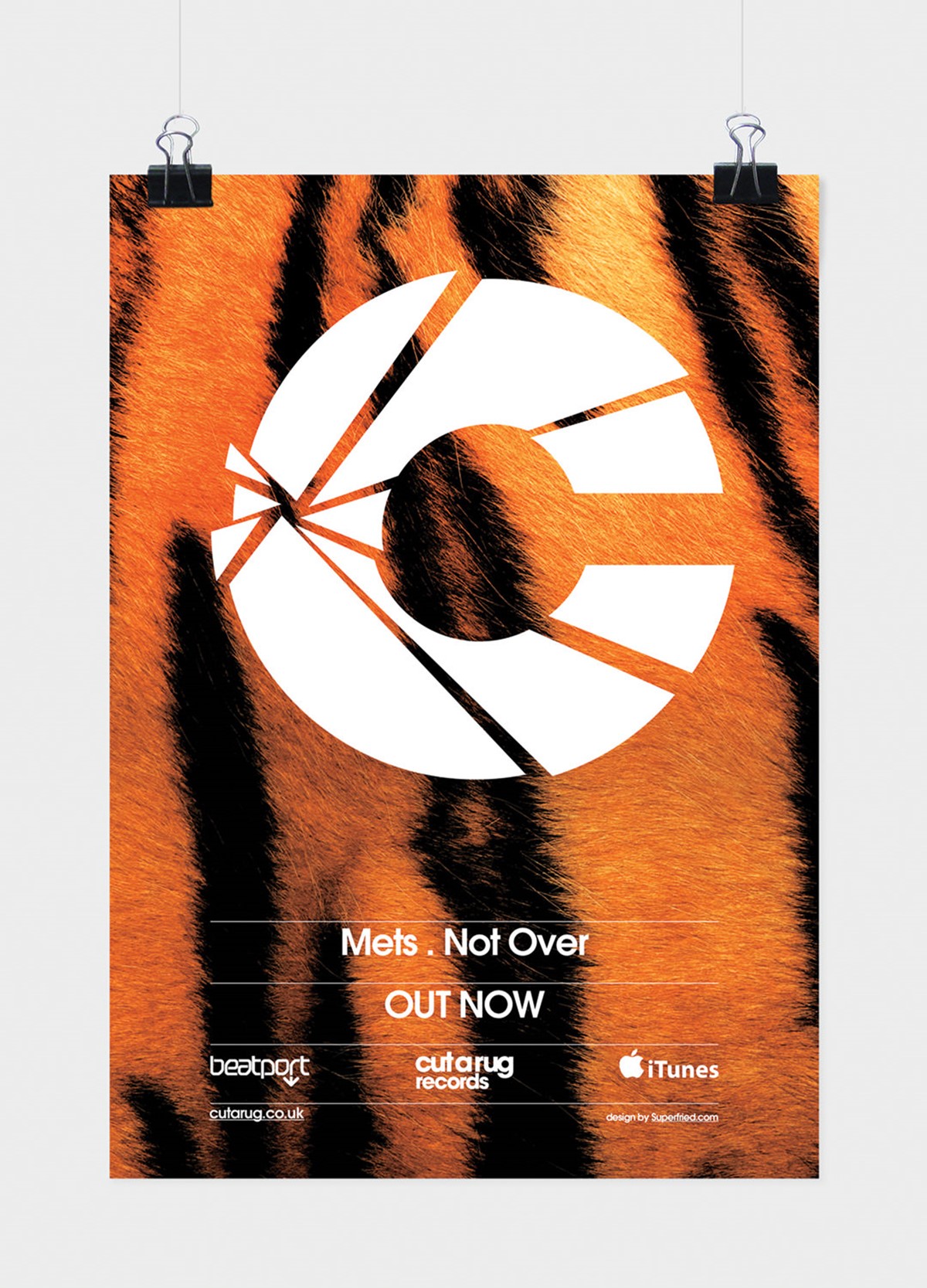 Cut a Rug. Tiger fur C logo club night poster. Design by Superfried. Manchester.