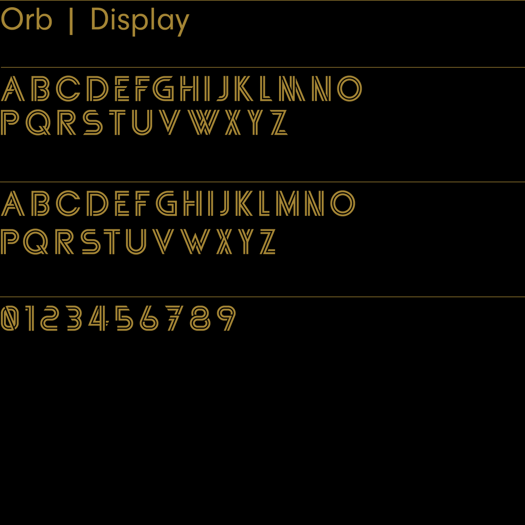 Orb – Geometric, retro sans-serif typeface designed by Superfried design studio, Manchester. 